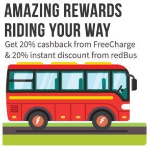 RedBus 20% off + 20% Cashback with FreeCharge Wallet