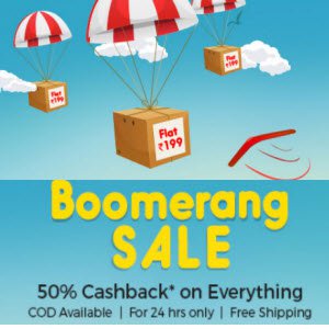 Shopclues Boomerang Sale Product Rs. 199 + Rs. 102 Cashback