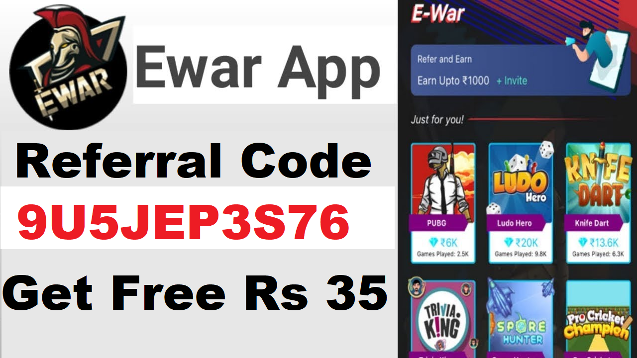 Download E-War Referral Code: Get Free Paytm Cash + Refer and Earn
