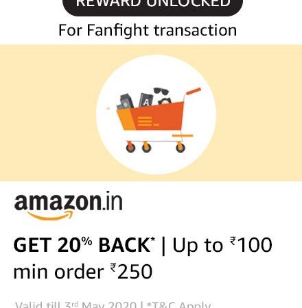 Amazon Pay Fanfight Cashback Offer Get 20% Cashback on ₹250