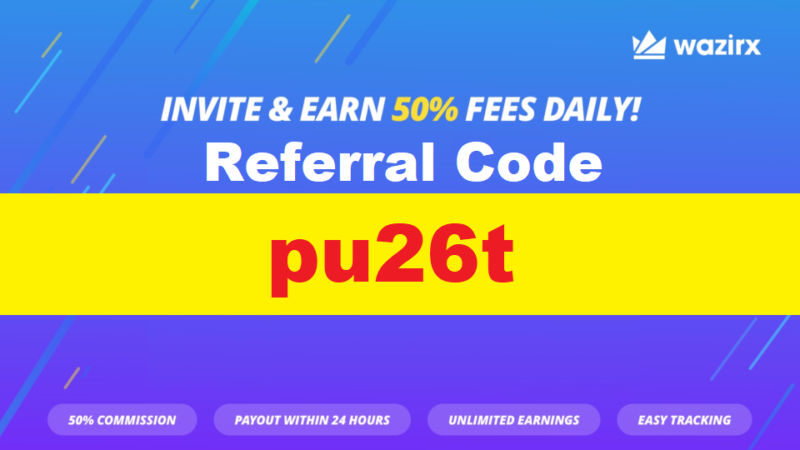 WazirX Referral Code pu26t Earn Free WRX Token ₹150