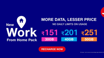 Jio New Work From Home Pack Details ₹151, ₹201 & ₹251 Unlimited Data
