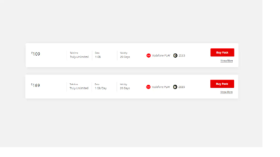 Vodafone 109 & 169 Plan Full Details Get Unlimited Data/Voice