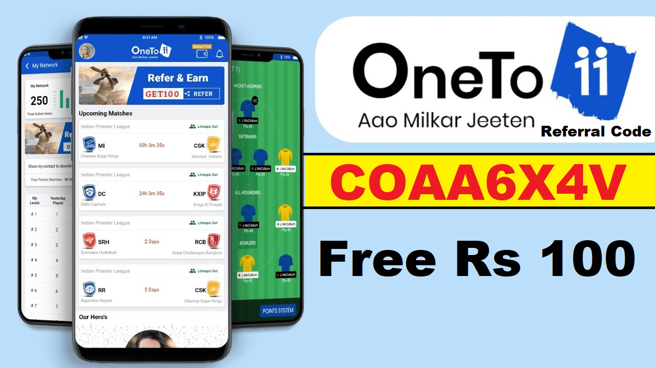 Download APK OneTo11 Referral Code: Get ₹100 Invite code Refer & Earn