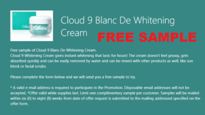 How to Get Free Sample of Cloud 9 Blanc De Whitening Cream
