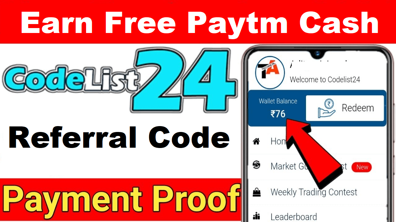Download APK CodeList24 Referral Code Earn Free Paytm Cash ₹20