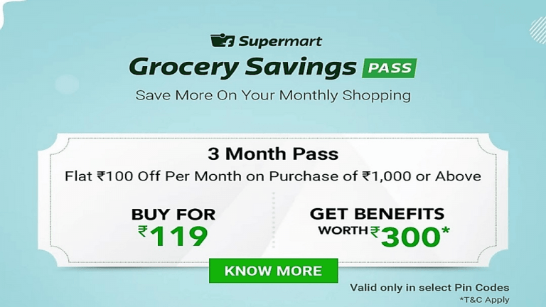 Flipkart Supermart Grocery Savings Pass for 3 Months at Just Rs 11