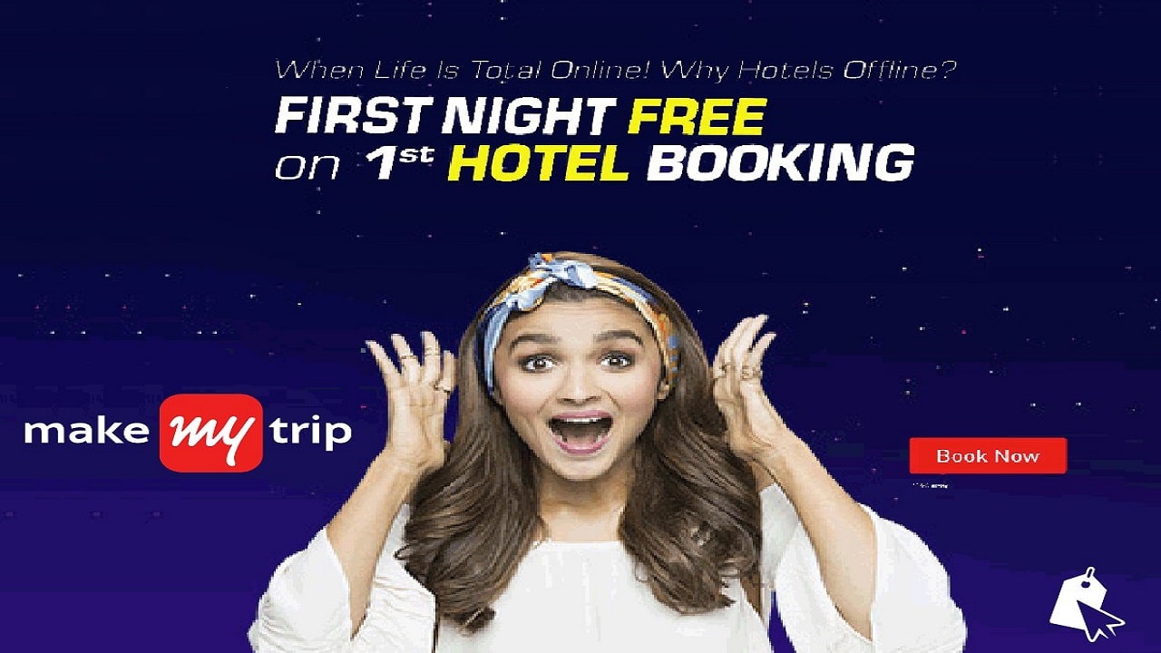 MakeMyTrip First Night Free on 1st Hotel Booking Coupons & Offers 2021
