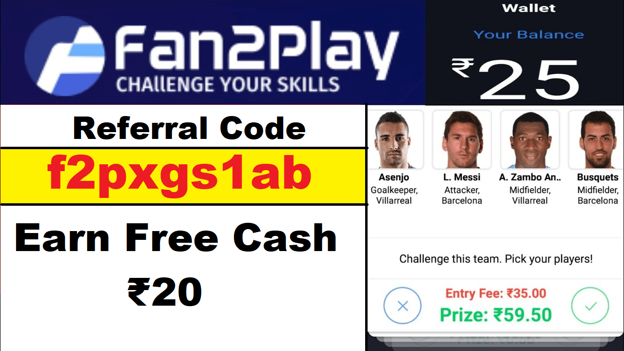 Download APK Fan2Play Invite Code Earn Free Cash ₹20 + Refer & Earn