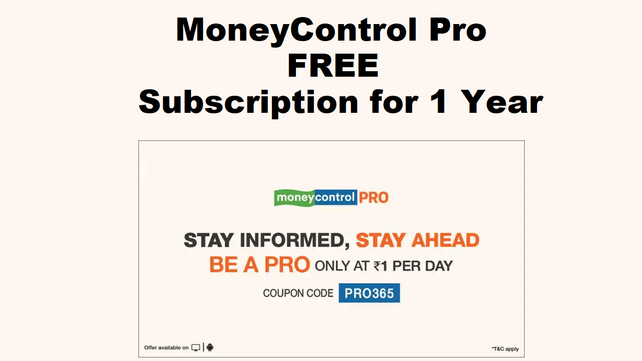 Download APK MoneyControl Pro Free Subscription for 1 Year at Just ₹1