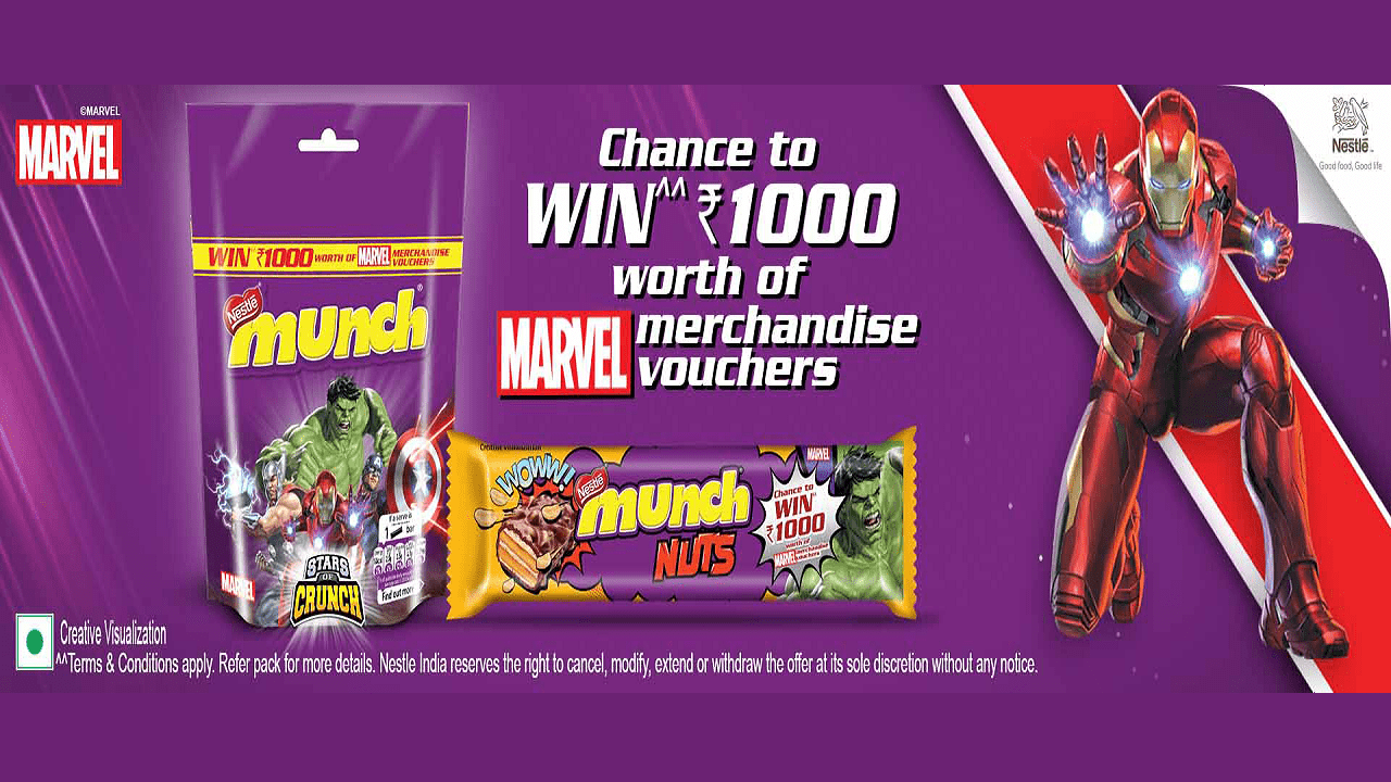 Woohoo Munch Nuts Offer Win Free ₹1000 Marvel Merchandise Voucher
