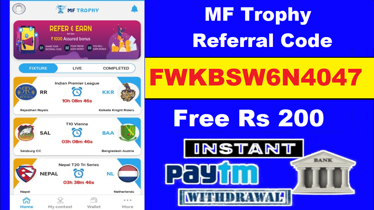 Download APK MF Trophy Referral Code Earn Free ₹200 Bonus