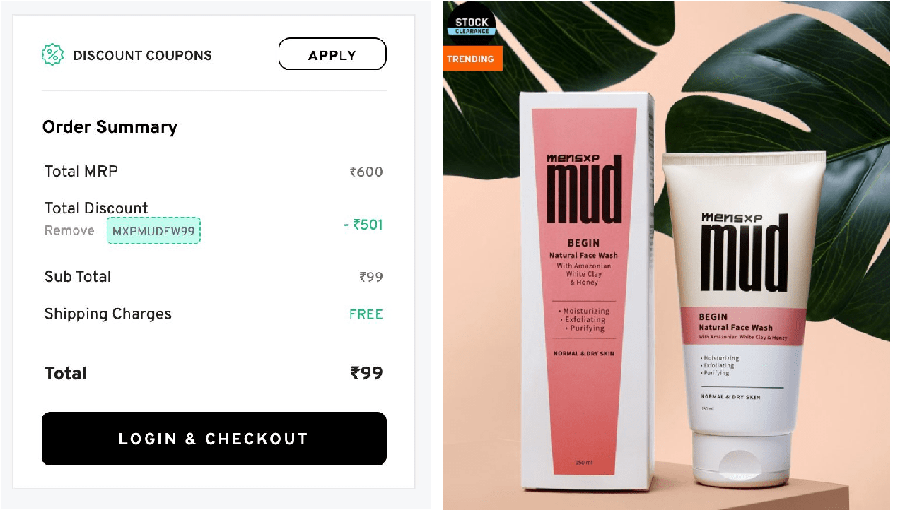 Free Sample of Mensxp Mud Natural Face Wash for Men Pay Shipping