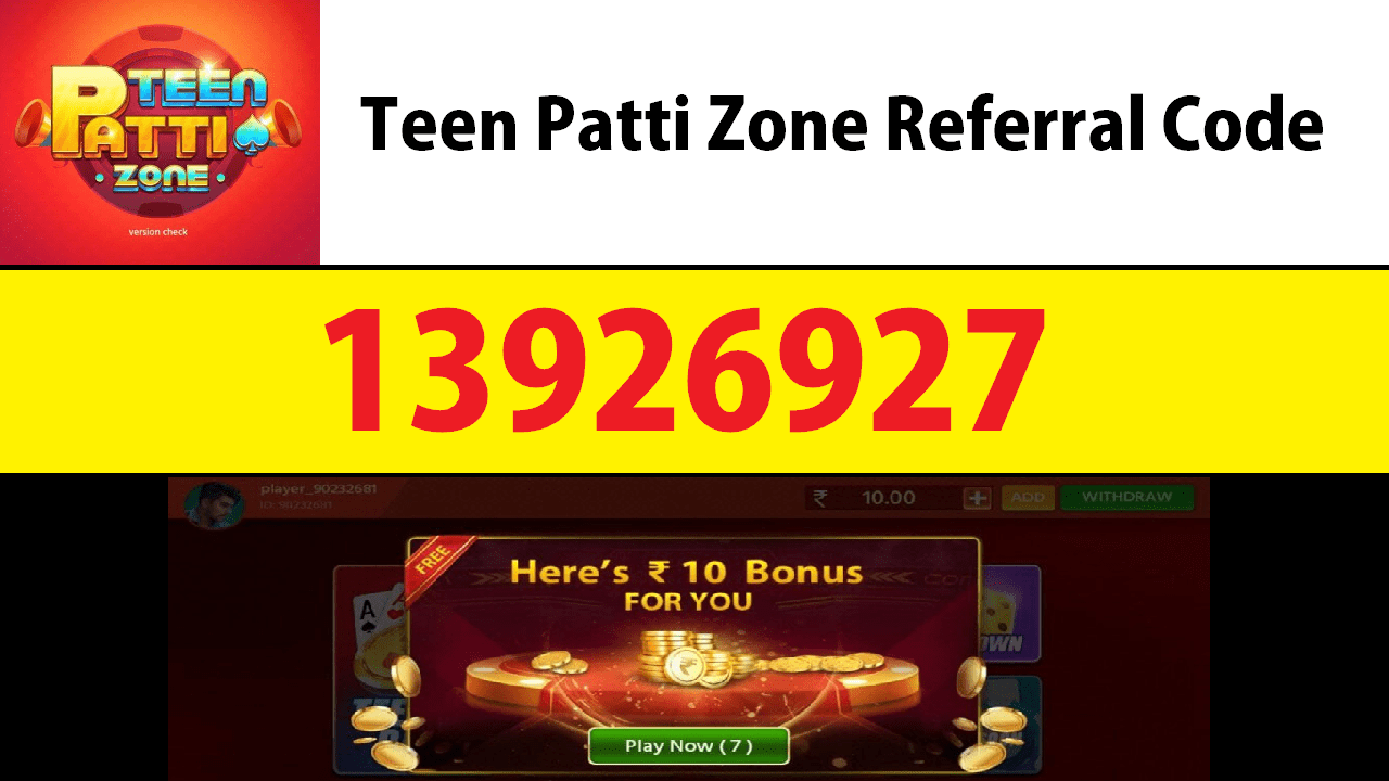 Download APK Teen Patti Zone Referral Code Earn Free Cash ₹20 + Refer