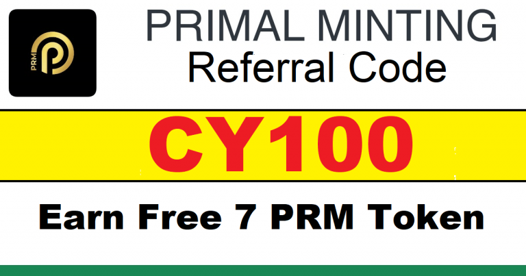Primal Minting Referral Code CY100 Free 7 PRM Token
