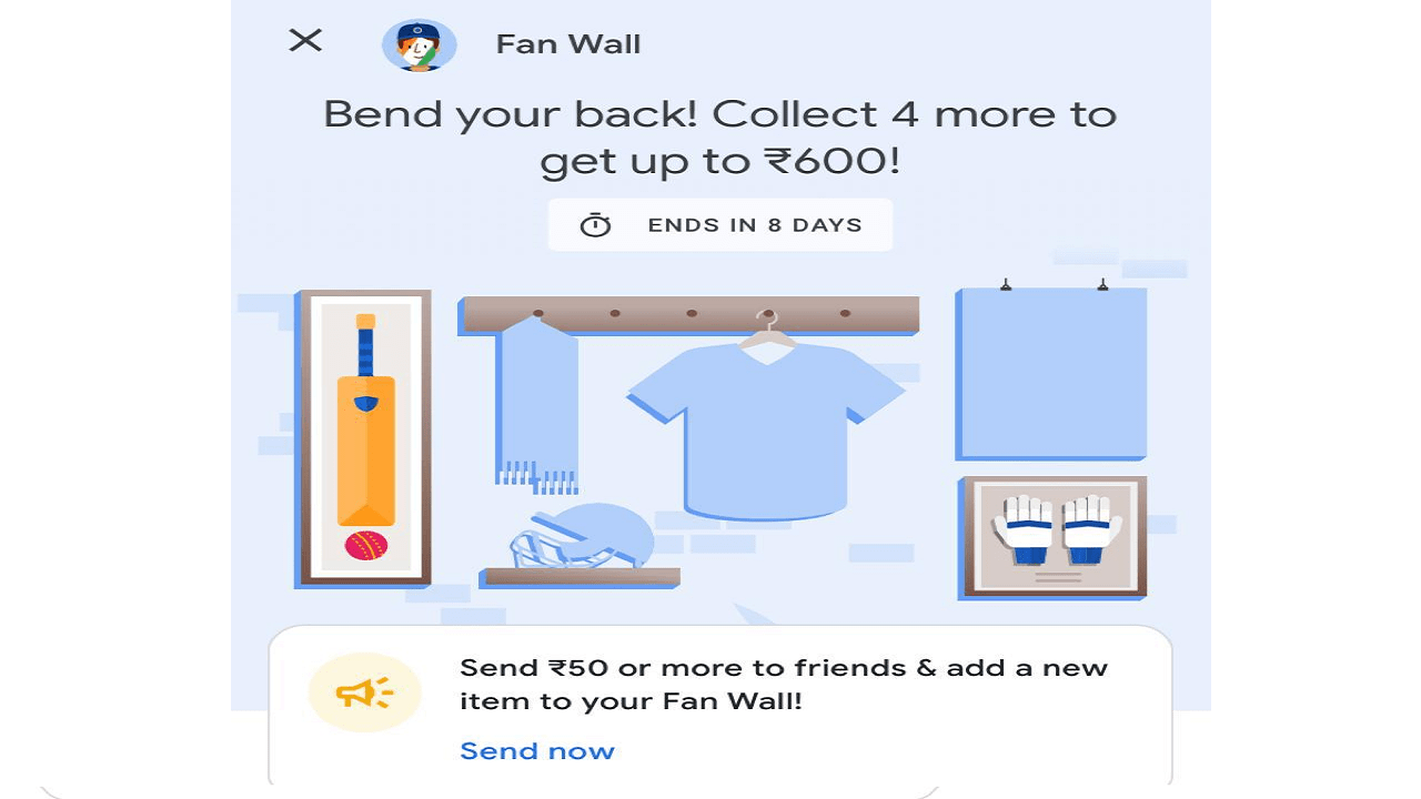 Google Pay Fan Wall Get Free Scratch Card Win Upto ₹300