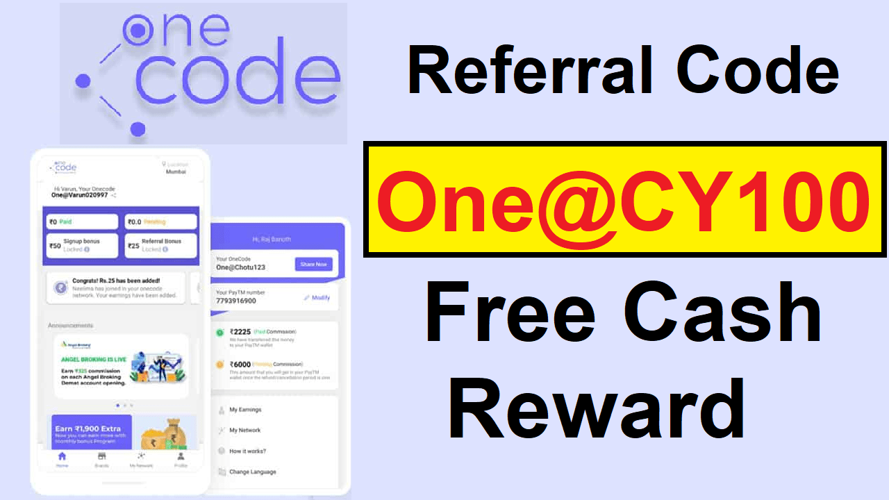 OneCode Referral Code Get Free Cash Reward + Refer & Earn