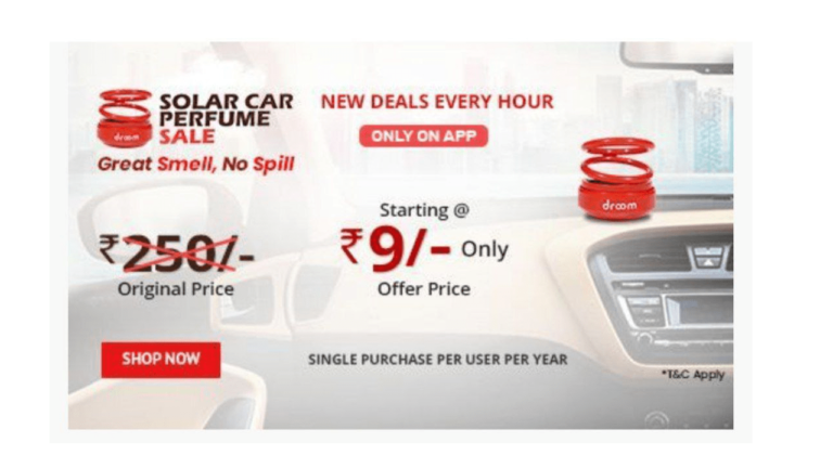 Droom Solar Car Perfume Just Rs 9 in Droom Flash Sale