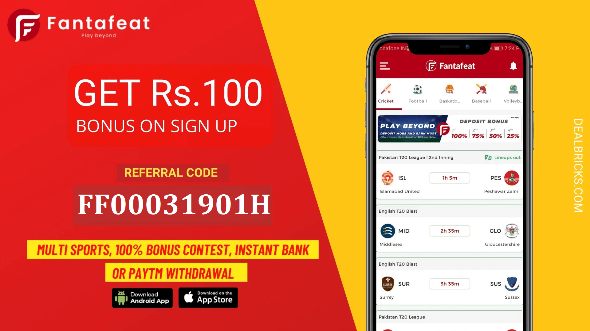 Download APK FantaFeat Referral Code Earn Free Rs 100