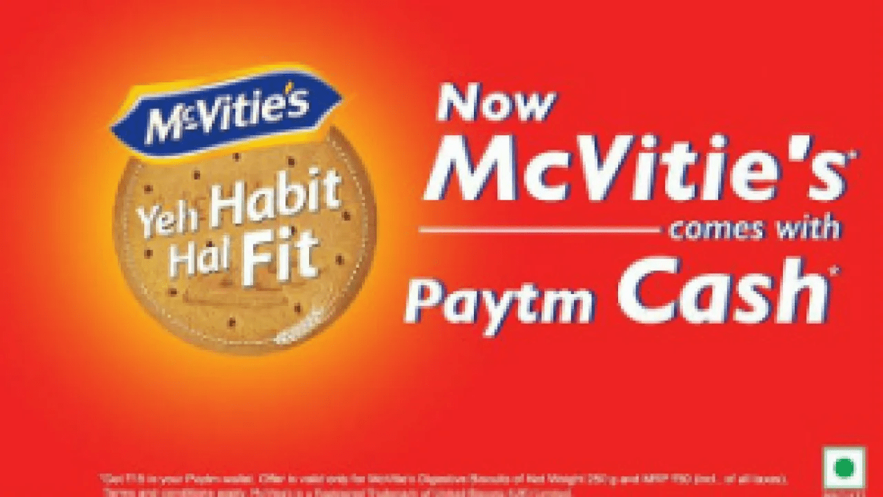 PayTm McVities Offer Free PayTm Cash on Digestive Biscuits