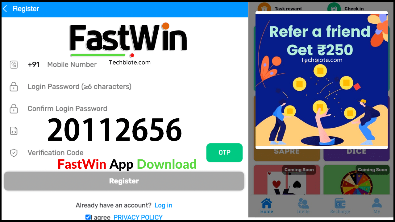 Download APK FastWin Invite Code Get Free ₹20 Cash