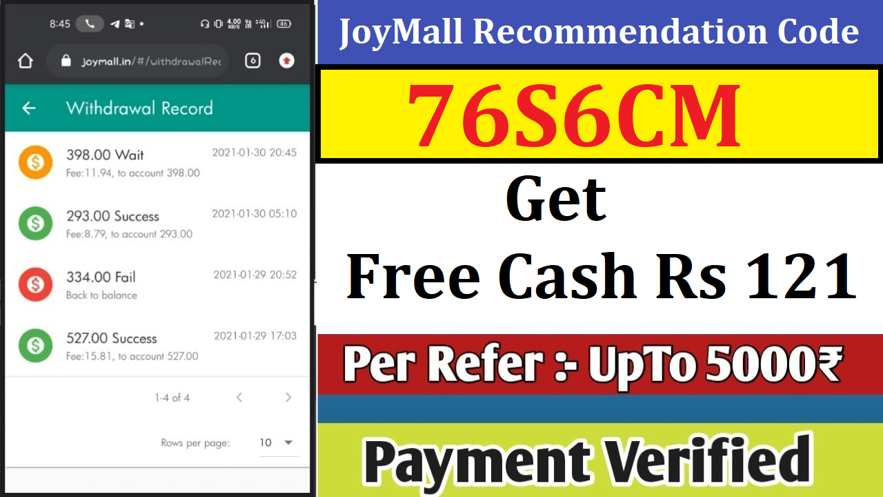 Download APK JoyMall Recommendation Code Free Cash