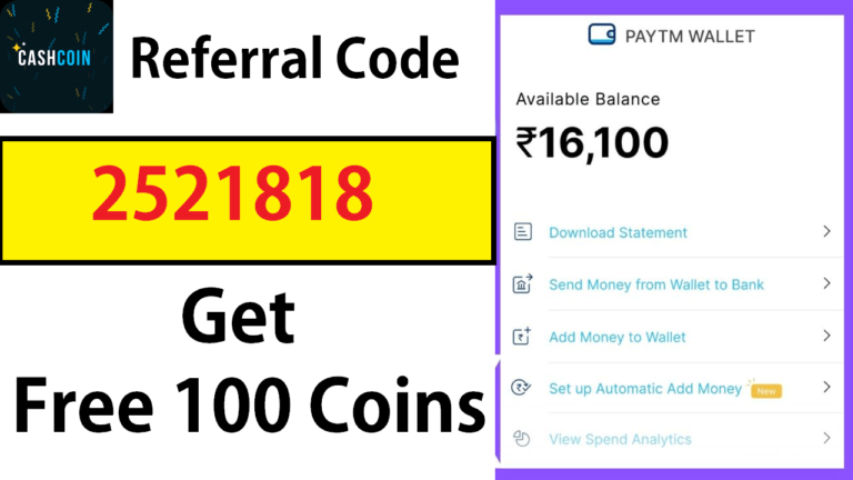 Cash Coin Referral Code Get Free 100 Coins