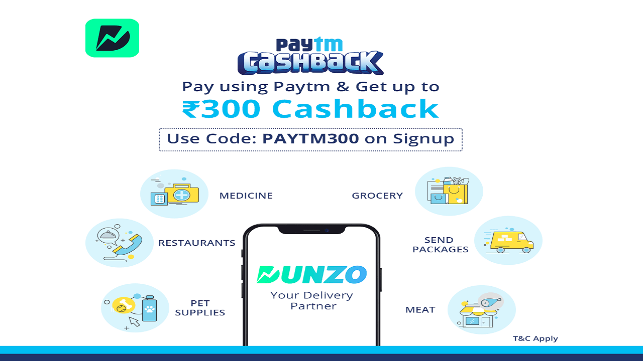 Dunzo Paytm Cashback Offer Get Up to Rs 100