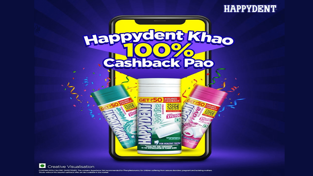Happydent Promo Code Free Cashback ₹50 Pack