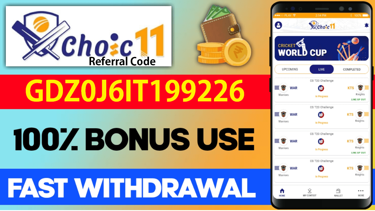 Download APK Choic11 Referral Code Get Free Rs 300