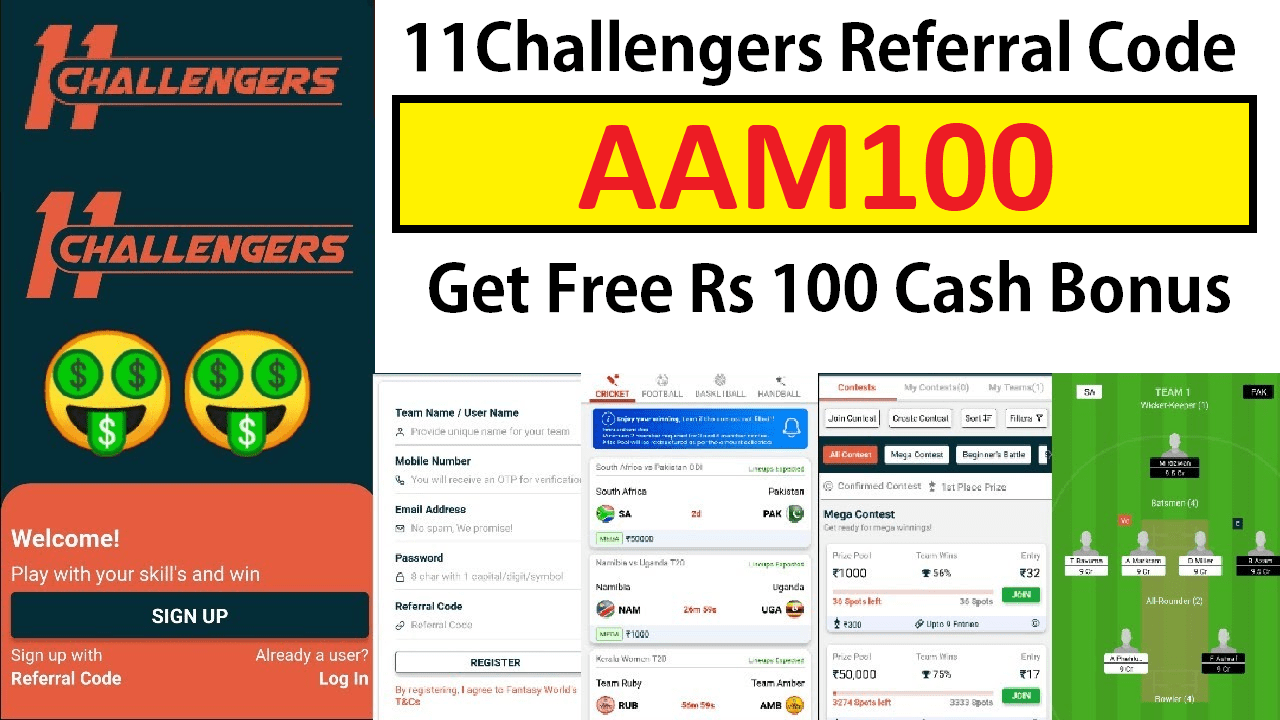 Download APK 11 Challengers Referral Code AAM100 Free ₹100
