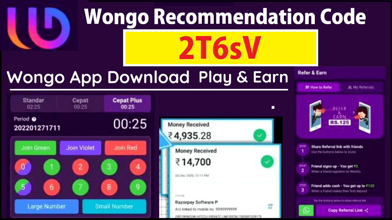 Download APK Wongo Recommendation Code 2T6sV - Free ₹50