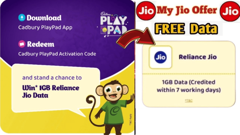 MyJio Cadbury PlayPad Offer Get Free 1 GB Data