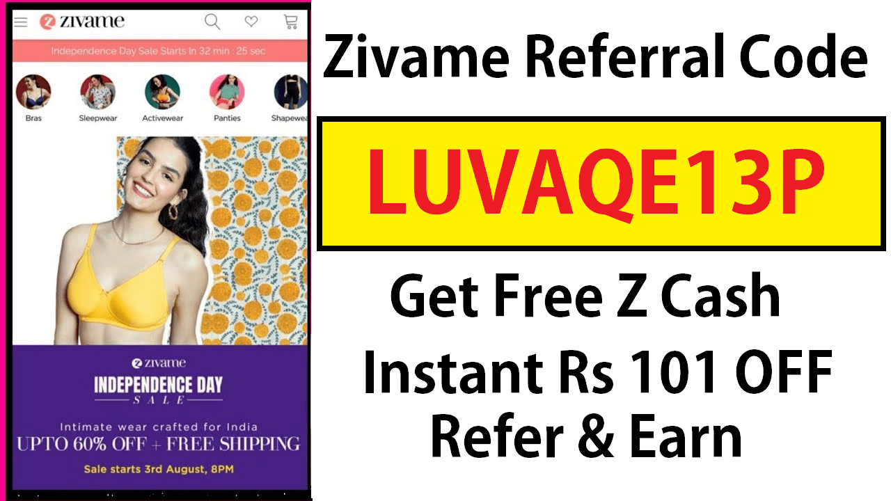 Zivame Referral Code LUVAQE13P Get Free Rs 101 off