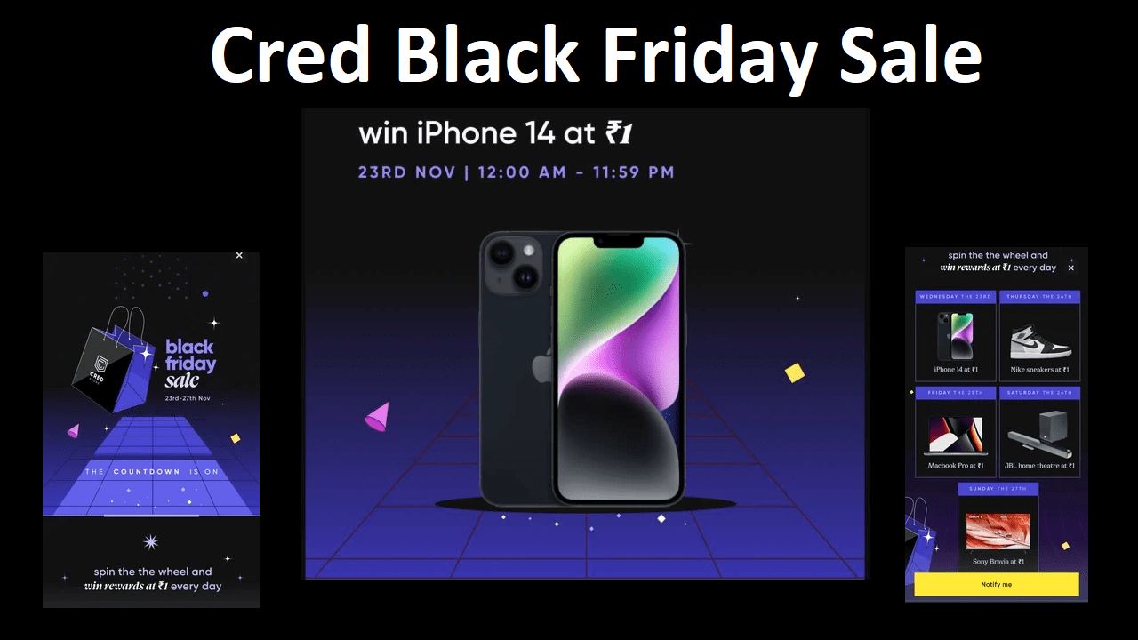 Cred Black Friday Sale 2022 Spin and Win iPhone 14