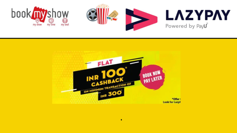 BookMyShow LazyPay Cashback Offer 50% Cashback upto 150