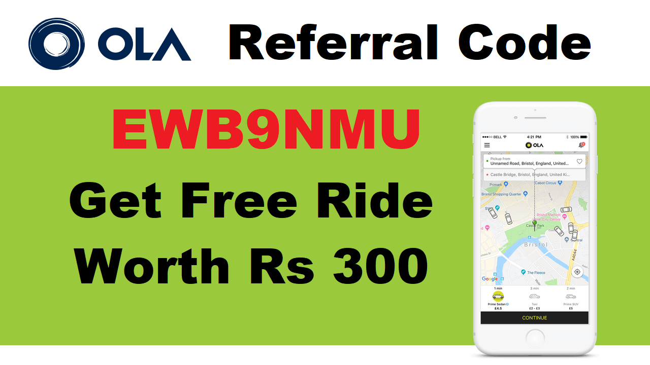 Ola Cab Referral Code EWB9NMU Enter & Get Free ₹300 Ride