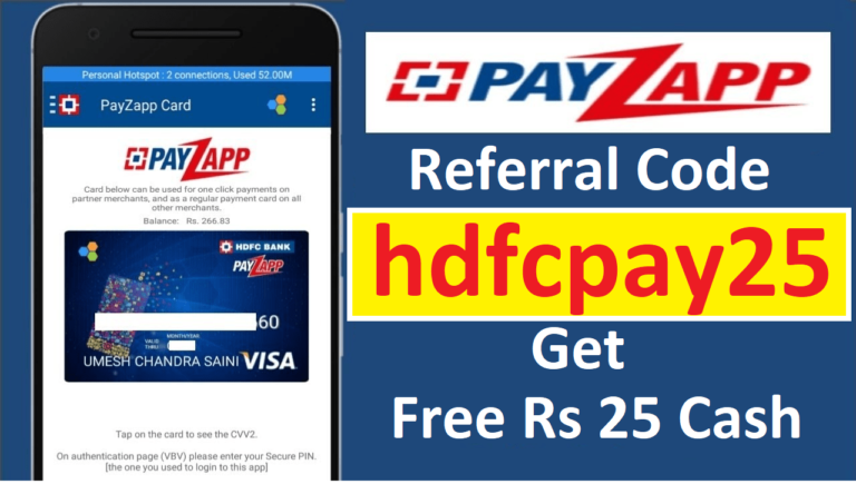 Payzapp Referral Code hdfcpay25 Loot Refer and Earn Rs 25