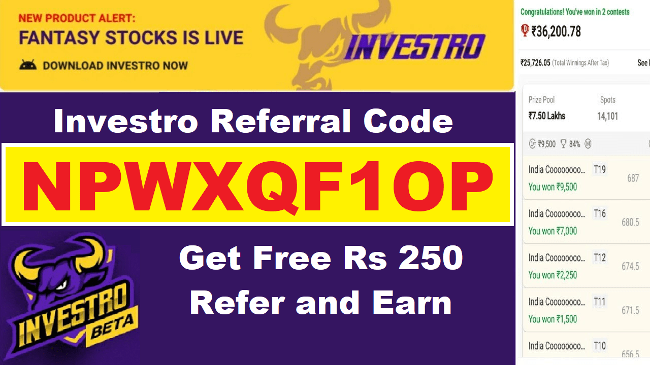 Download APK Investro Invite Code Get Free ₹250 Cash Bonus