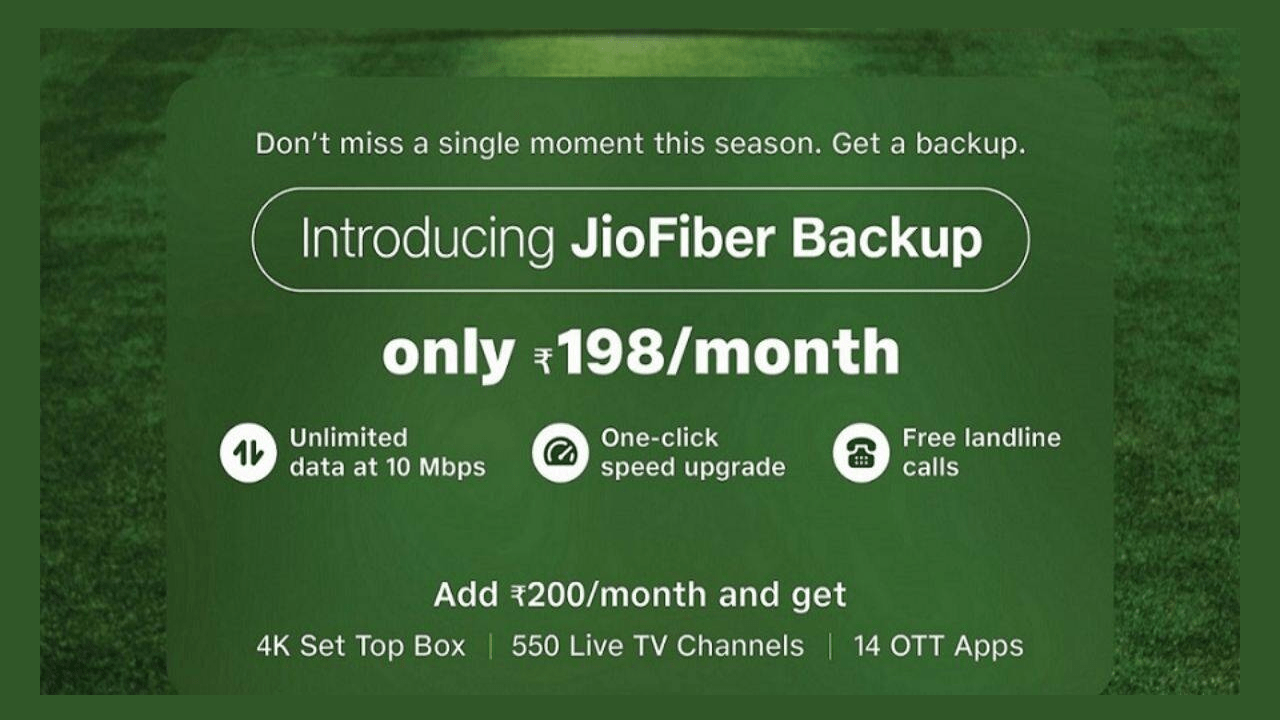 Jiofiber Backup Plan Rs 198 | JioFiber Backup Plan Features