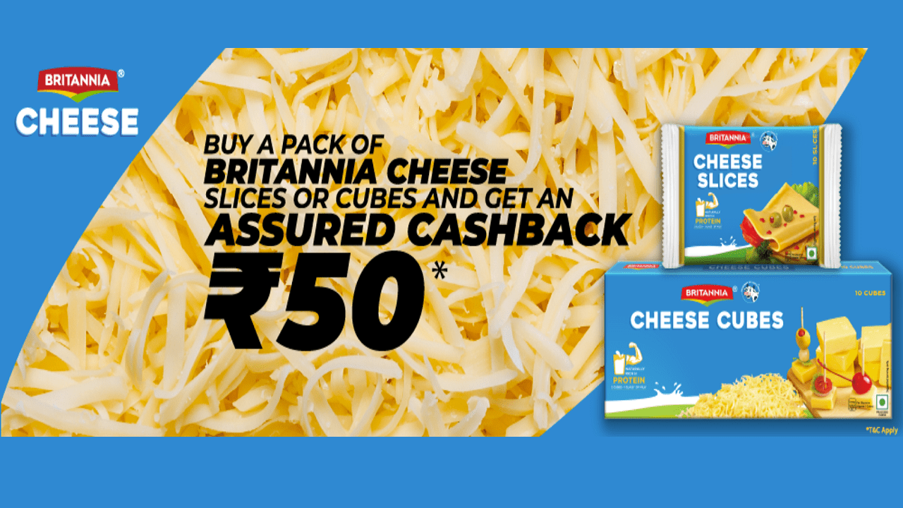 Britannia Cheese Slices or Cubes Offer Get Free Rs 50 Cashback