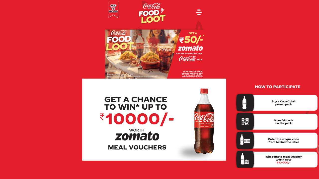 Coca-Cola Food Loot: Your Chance to Win Free Zomato Vouchers