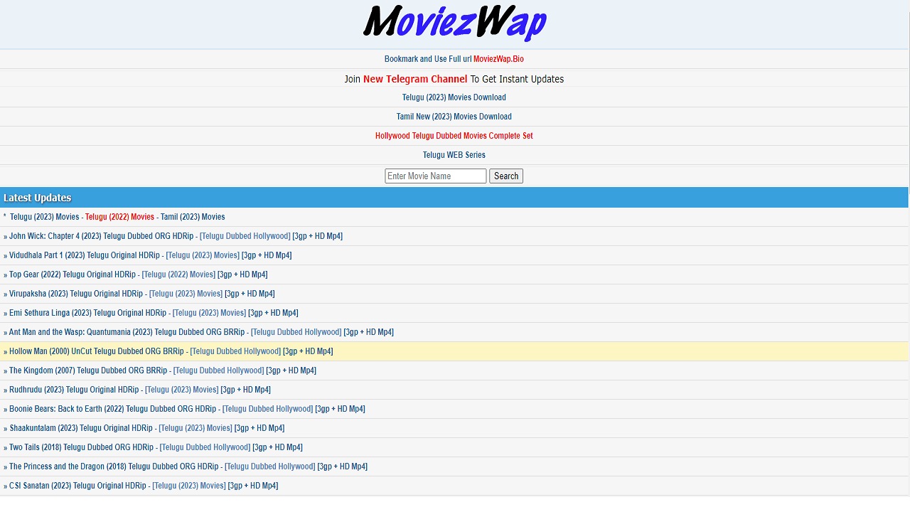 Download Moviezwap Hindi Dubbed, Telugu, Tamil, Kannada
