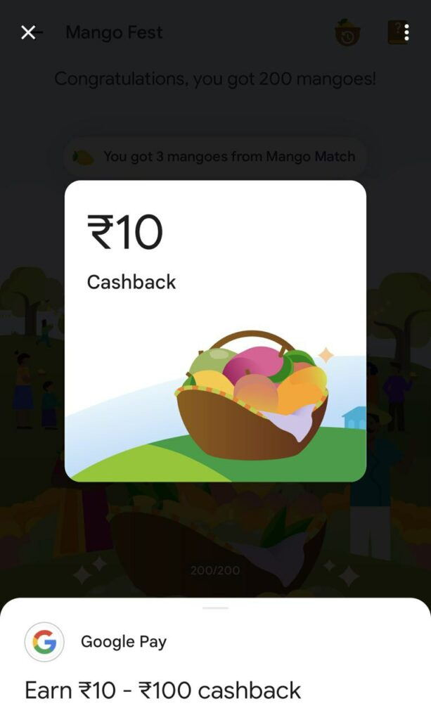 Google Pay Mango Fest Offer Collect 200 Mangoes Get Free ₹100
