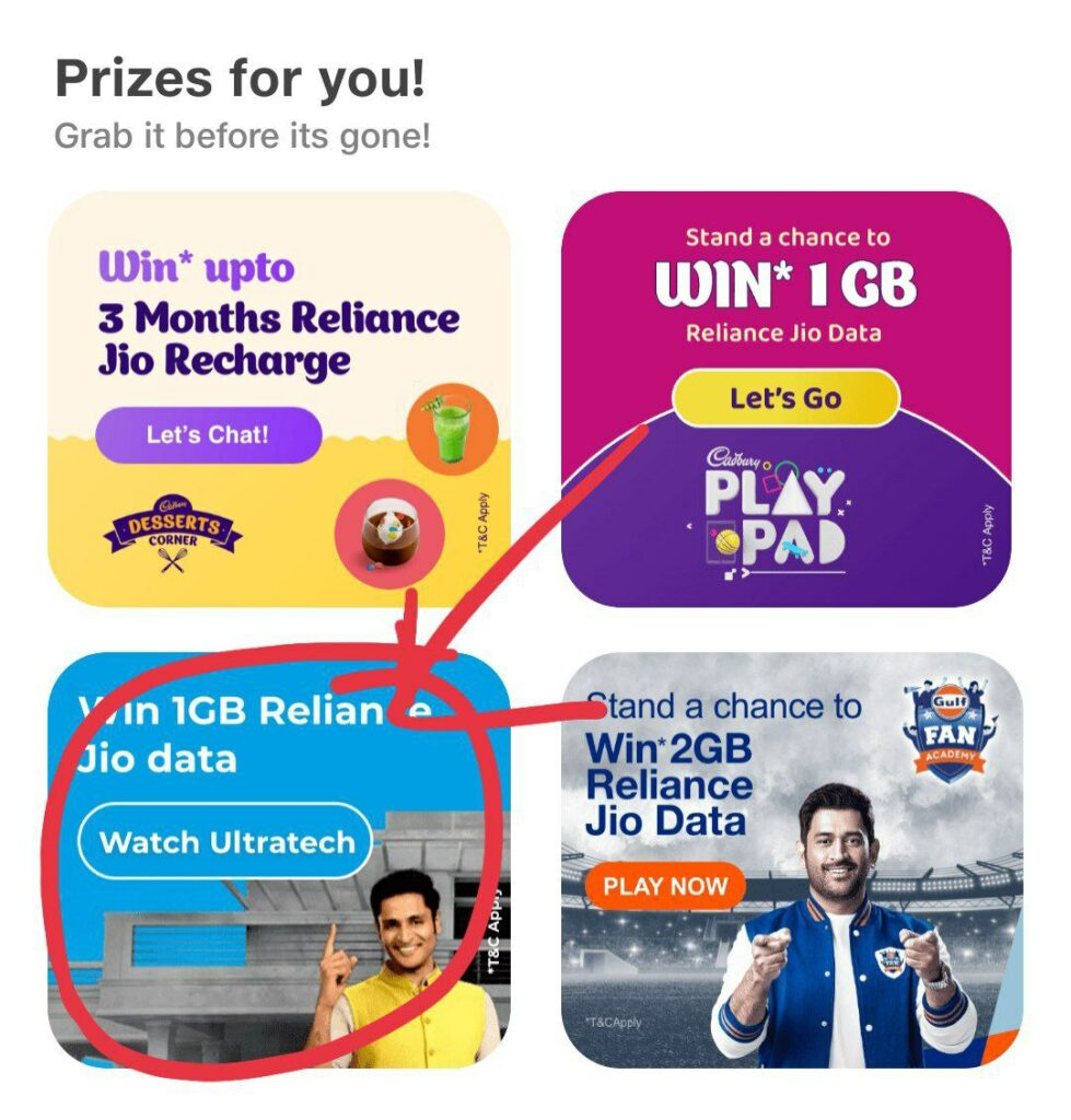 Ultratech Jio Get Free 1 GB Data for All Users
