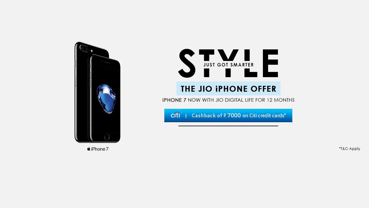Ajio Buy Apple iPhone 7 Plus + Unlimited Free Jio 4G