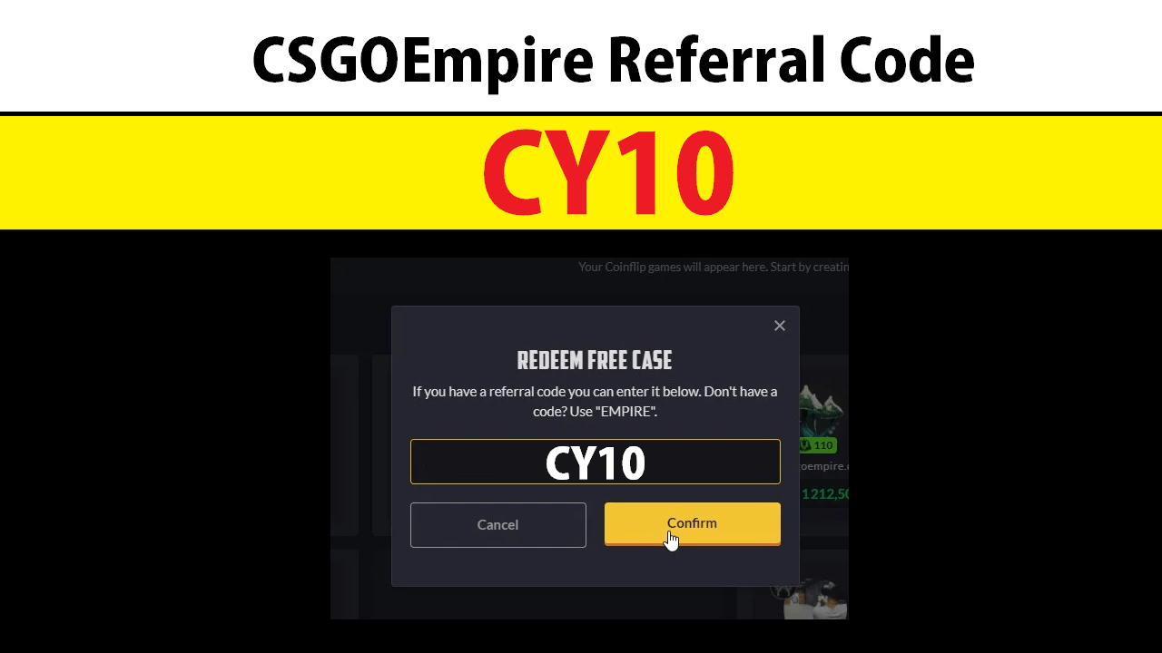 CSGOEmpire Referral Code CY10 Get Free Case Skins