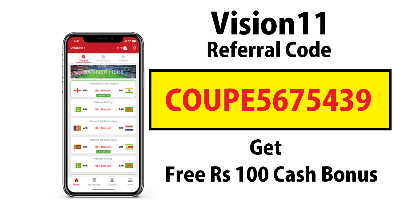 Download APK Vision11 Invite Code Get Free Rs 100 Cash
