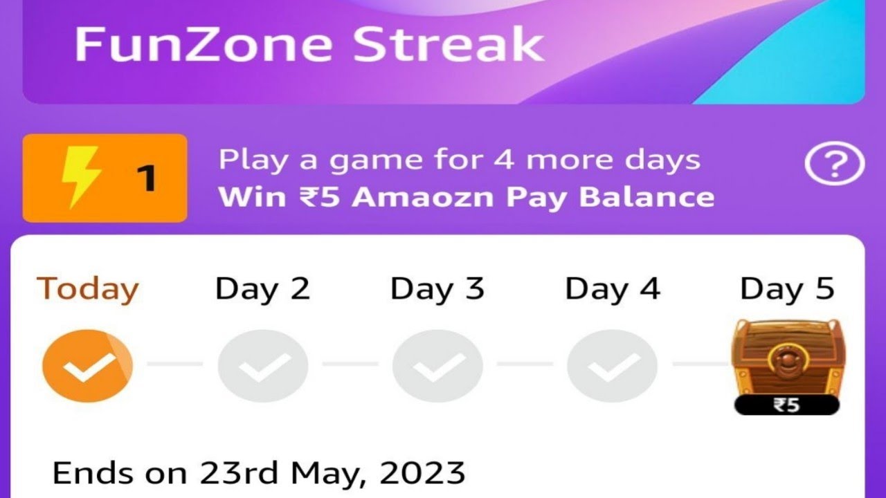 Amazon Funzone Streaks Spin and Win Free Rs 50 Cashback