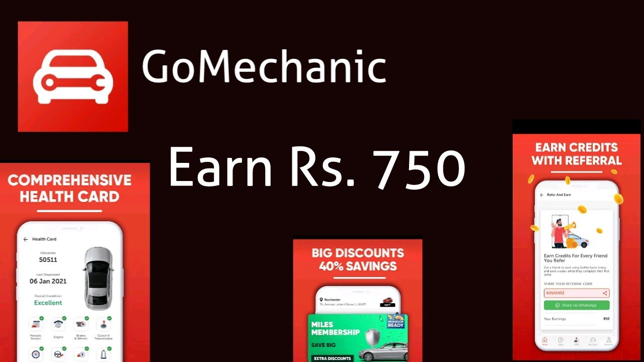 Download APK GoMechanic Referral Code Earn Free ₹750
